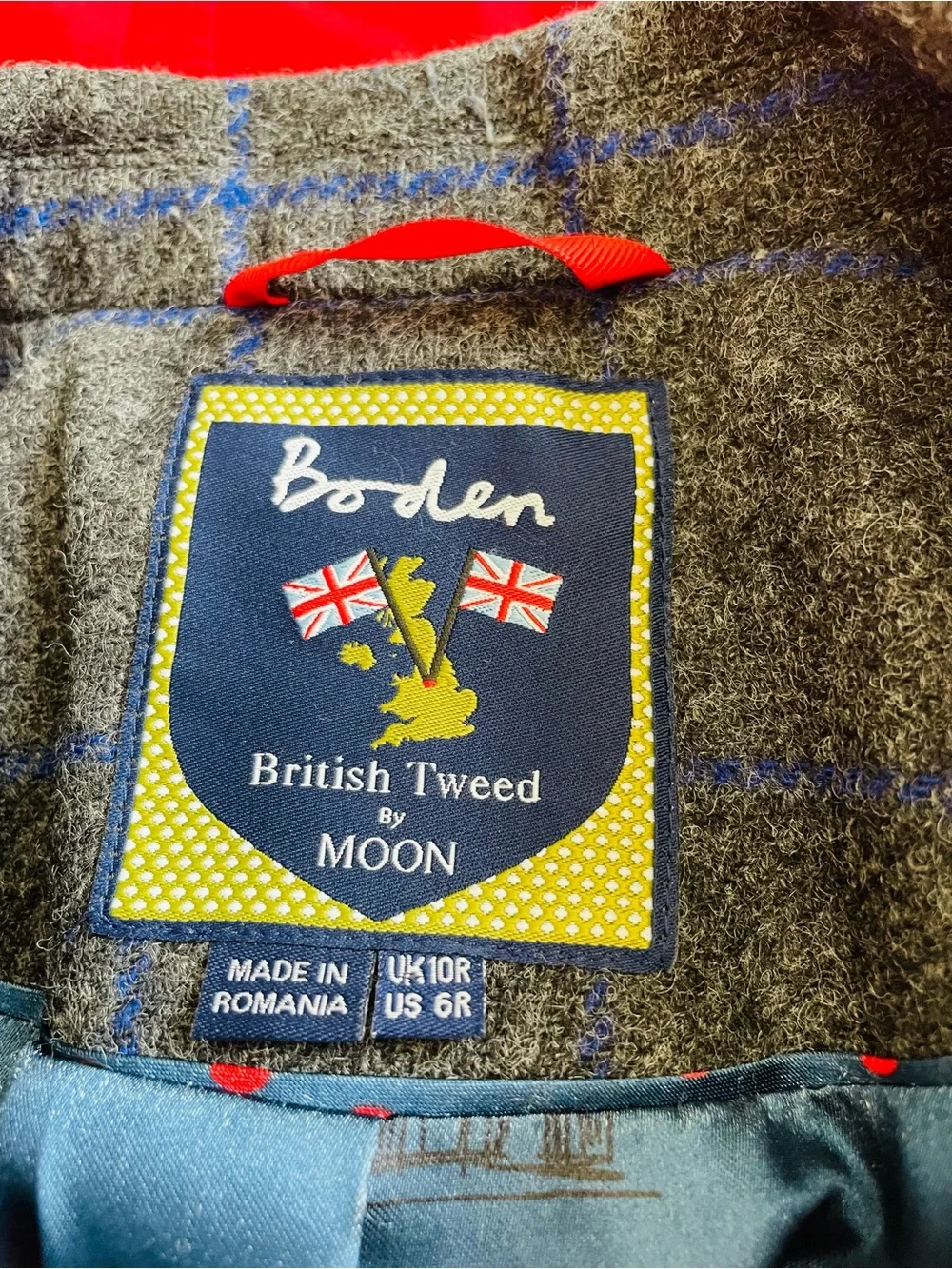 Boden Kids SIZE 6R British Tweed blazer jacket in grey